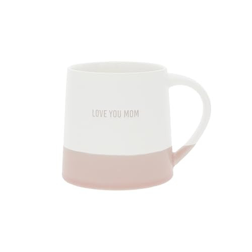 Pavilion Gift Company - Love You Mom - 17 oz Organic Shaped Pink Dipped Stamped Letter Novelty Coffee Mug Tea Cup Mother Mama Mommy Gift Neutral Home Modern Mom Friend Present | Amazon (US)