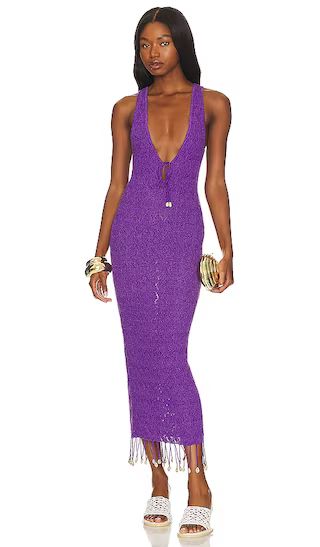 Abeni Keyhole Midi Knit Dress in Purple | Revolve Clothing (Global)