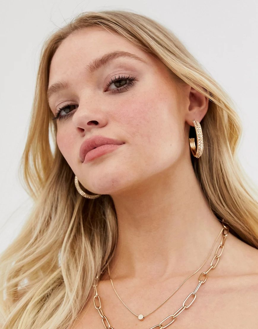 Liars & Lovers rhinestone gold hoop earrings | ASOS (Global)