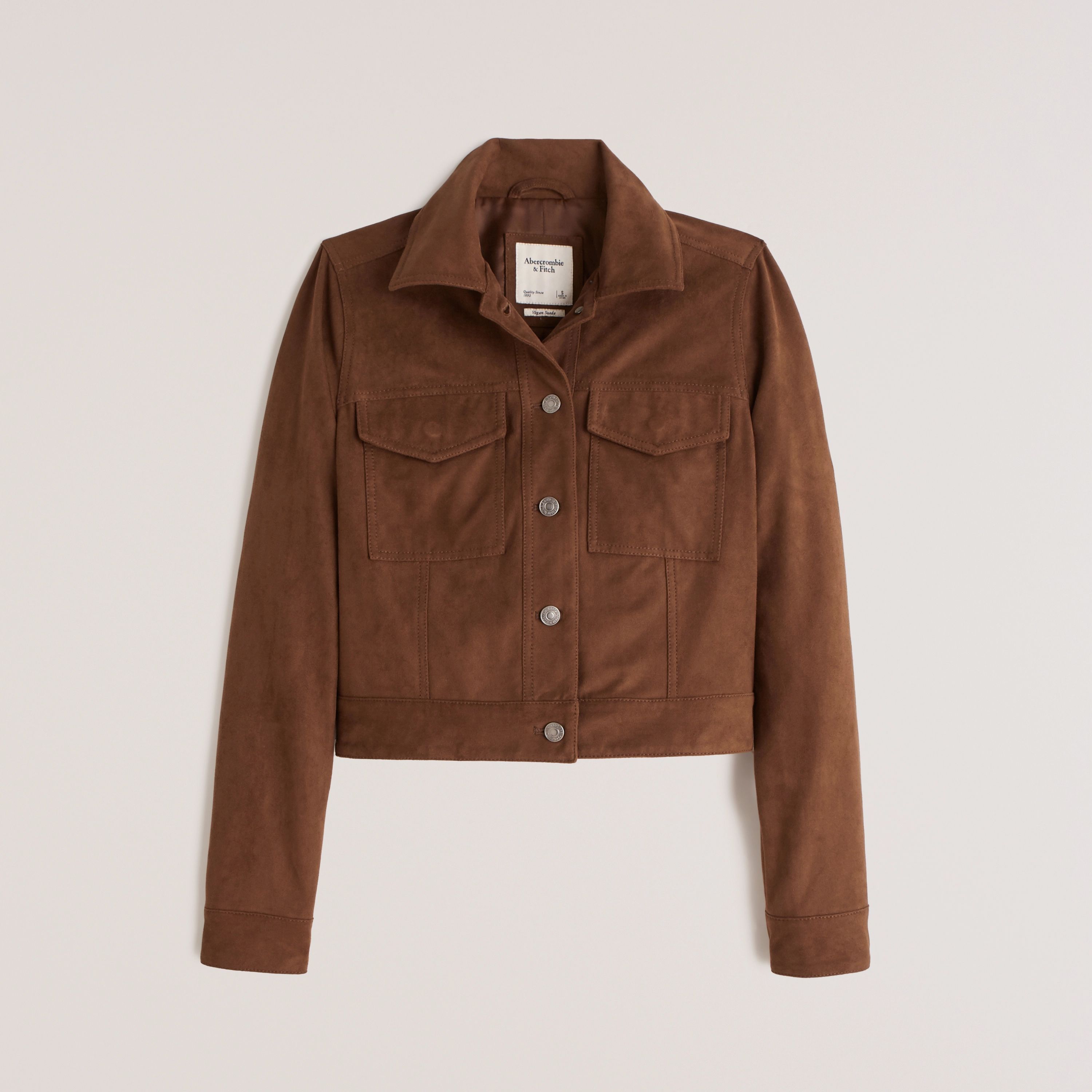 Vegan Suede Cropped Trucker Jacket | Abercrombie & Fitch (US)