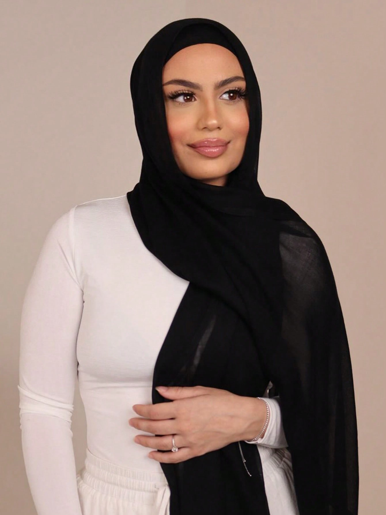 1pc Plus Size 180*90cm Women's Solid Color Breathable Soft Modal Hijab Scarf Headband for Sale Au... | SHEIN