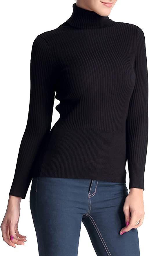 PrettyGuide Women's Ribbed Turtleneck Long Sleeve Sweater Tops | Amazon (US)