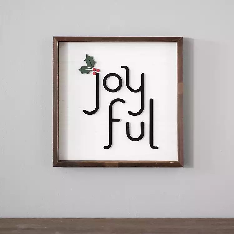 New!Joyful with Holly Berry Framed Plaque | Kirkland's Home
