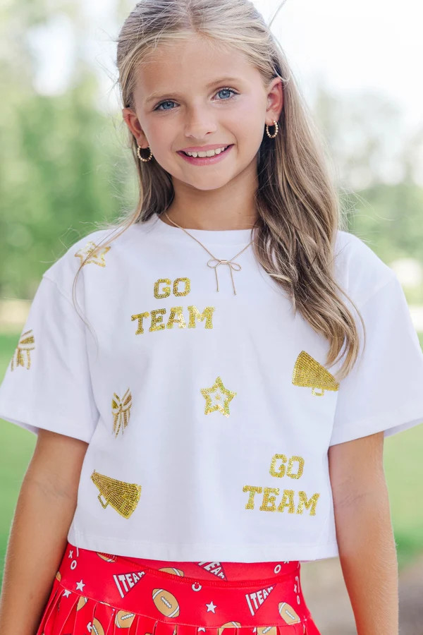 Girls: Go Team Go Gold Gameday Sequin Top | The Mint Julep Boutique