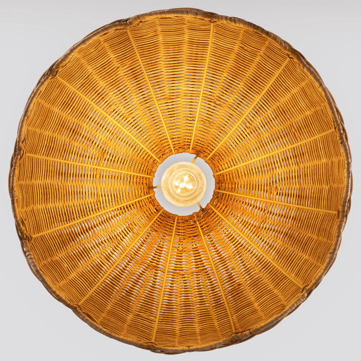 15.7" Rattan Pendant Light With Scalloped Edge, Natural Wicker Hanging Lamp For Kitchen Island & ... | Wayfair North America