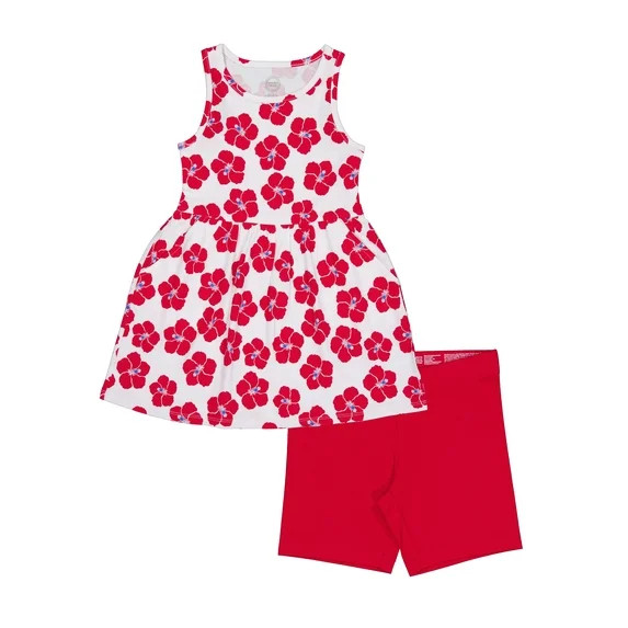 Wonder Nation Girls Play Dress and Short 2 Piece Set, Sizes XS-XLP | Walmart (US)