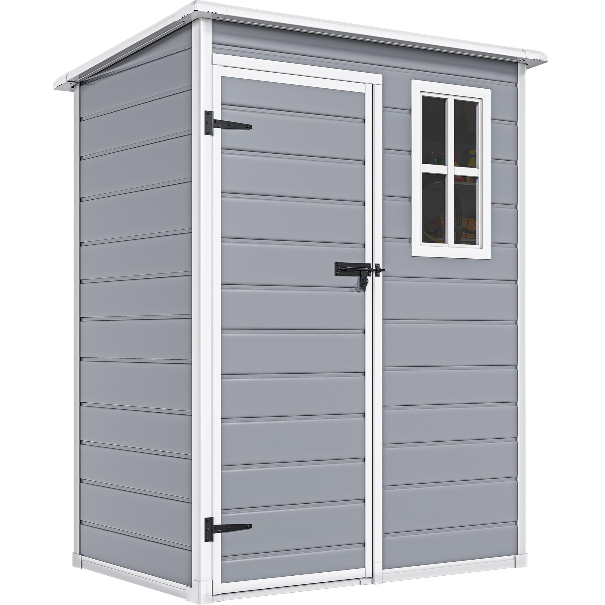 DWVO 5x3ft Resin Outdoor Storage Shed with Floor, Waterproof Lockable Storage Shed with Window, P... | Amazon (US)
