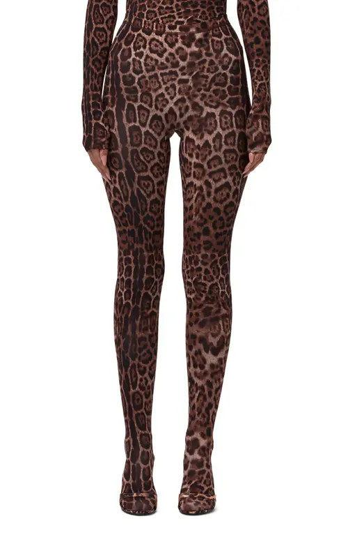 Naked Wardrobe Print Toe Leggings in Brown Leopard at Nordstrom, Size Small | Nordstrom