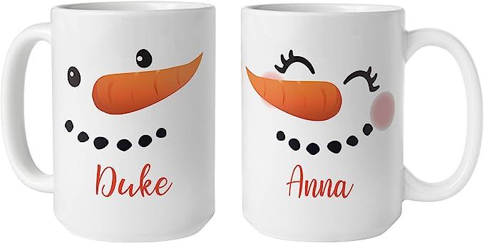 Let's Make Memories Personalized Snowman Coffee Mug Set - Christmas for Couples - Customized for ... | Amazon (US)