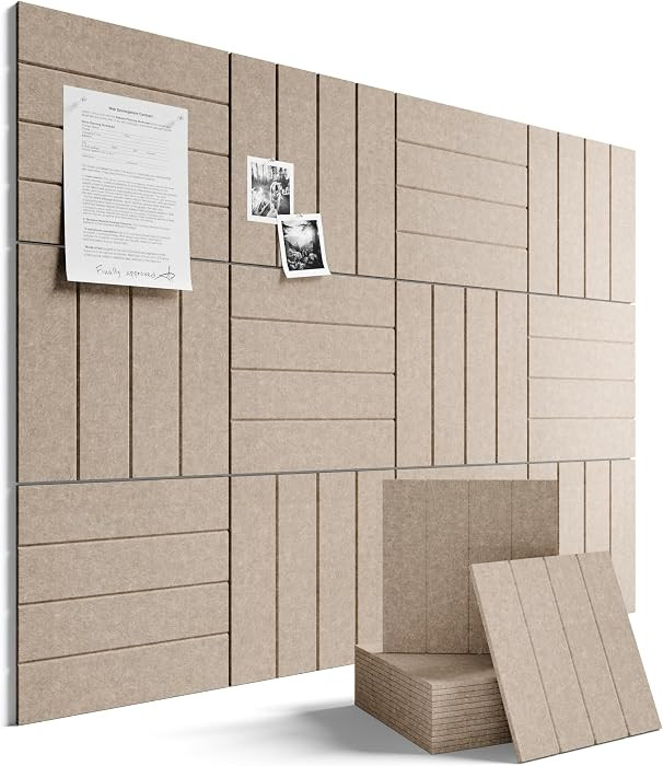 Large Felt Bulletin Board 48" x 36" Cork Board Alternative-12 Pack with 70 Safe Removable Adhesiv... | Amazon (US)