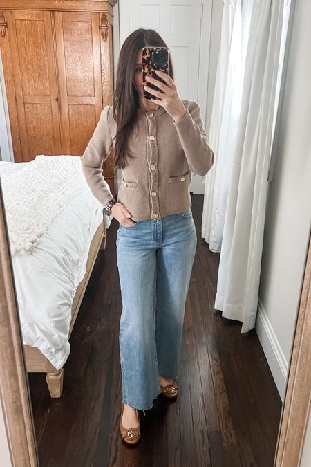Spring sweater and jeans on sale from J. Crew Factory. Size down in the jeans.  I am wearing a 24 regular length in the jeans and an xs in the sweater. 

#LTKover40 #LTKsalealert