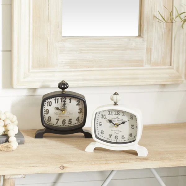 Analog Stainless Steel Mechanical Alarm Tabletop Clock (Set of 2) | Wayfair North America