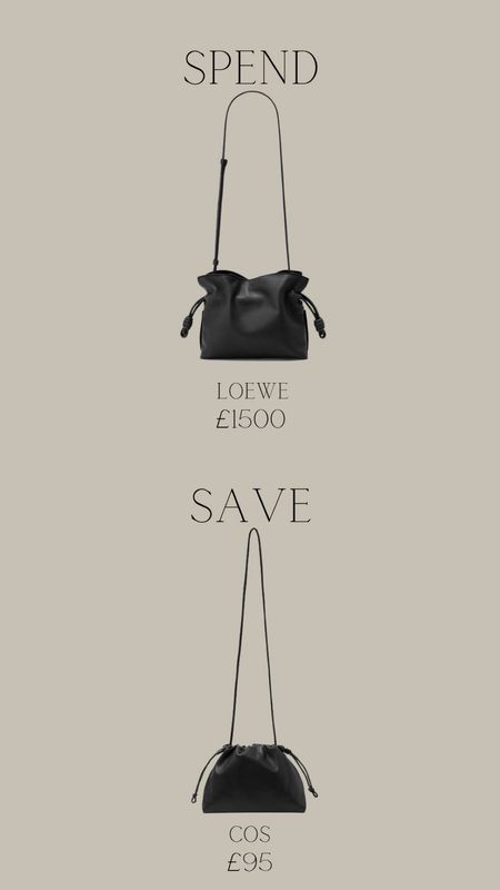 Spend or save 
Loewe mini flamenco in black

Cos  leather bag 