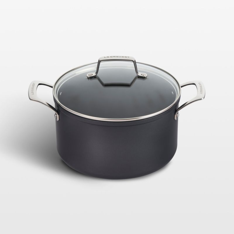 Le Creuset Essential Ceramic Non-Stick 6.3-Qt. Stockpot with Glass Lid | Crate & Barrel | Crate & Barrel