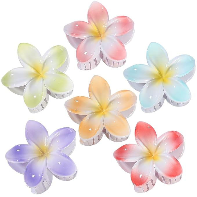 Flower Hair Clips 6 PCS Hawaiian Claw Clips for Vacation Hibiscus Hair Claw Clips Cute Large Hair... | Amazon (US)