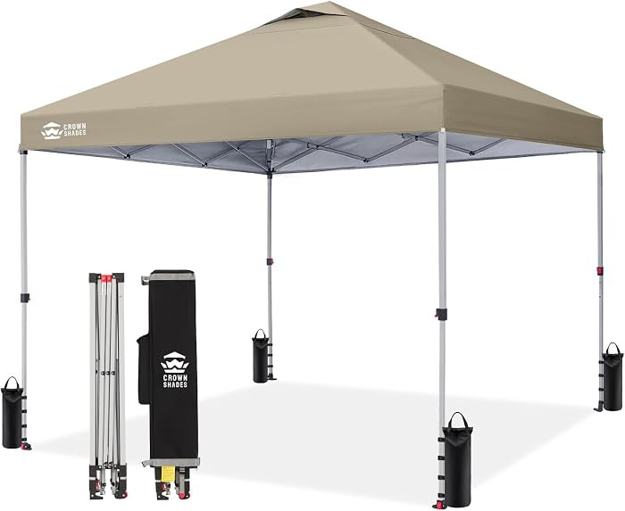 CROWN SHADES 12x12 Pop Up Canopy Tent with One Push Setup, Beige | Amazon (US)