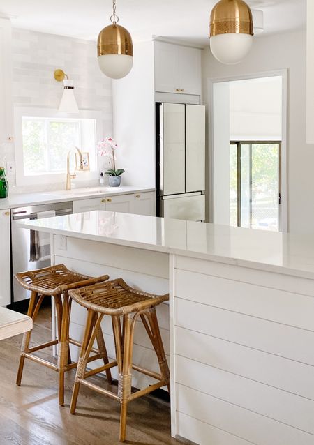 These rattan counter stools add a beautiful natural element to this all white kitchen!
.
.
.
Rattan Counter Stool
Cane Barstools 
Bamboo Counter Stools
Natural
White Kitchen 
Shiplap
Gold Pendant Light


#LTKstyletip #LTKhome #LTKbeauty