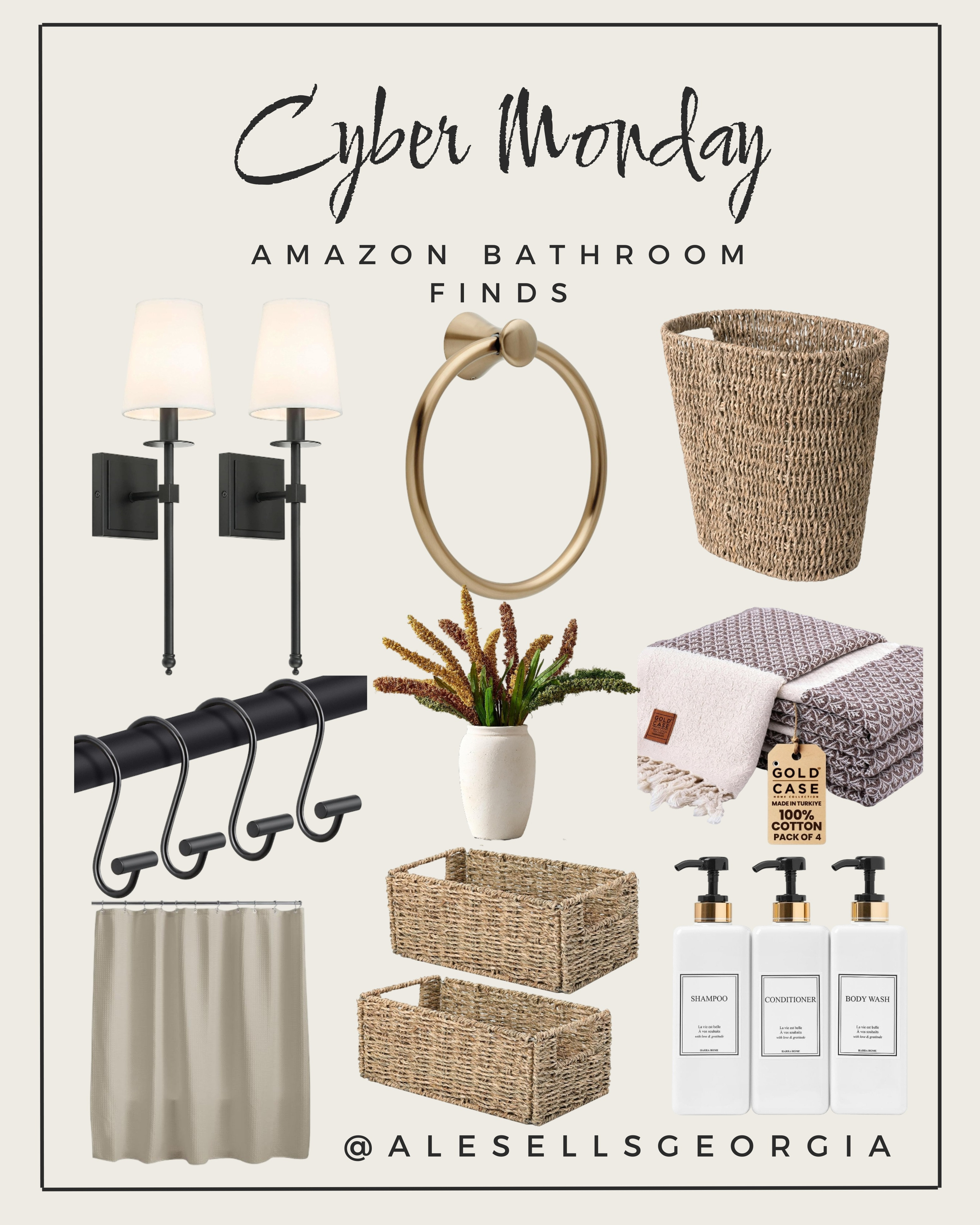 Upgrade your bathroom for less! Shop the best Cyber Monday deals on sconces, shower curtain, towel ring, baskets, towels, and soap dispensers.

#CyberMondayDeals #AmazonHome #BathroomDecor 

 #LTKCyberWeek #LTKGiftGuide #LTKSaleAlert