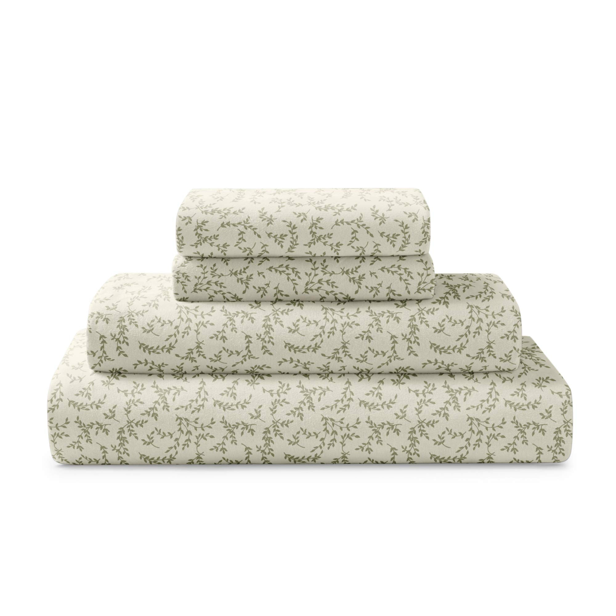 Brielle Cotton Jersey Knit (T-Shirt) Sheet Set, Twin, Fern Spray | Amazon (CA)