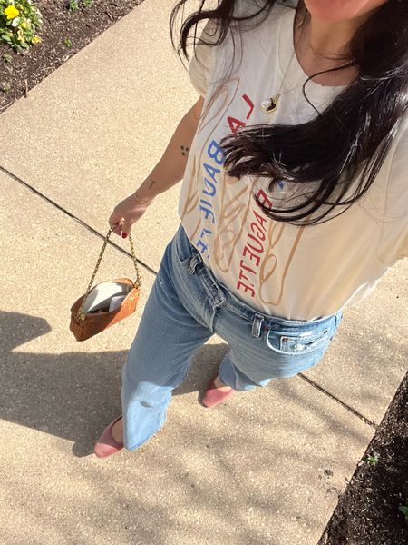 My kind of weather is t-shirt and jeans weather and this right here is the perfect combo. This tee is an @anthropologie collab with one of my favorite artists, @phthaloruth. It’s slightly oversized but the way you want it to be. 

#LTKfindsunder100 #LTKitbag #LTKfindsunder50