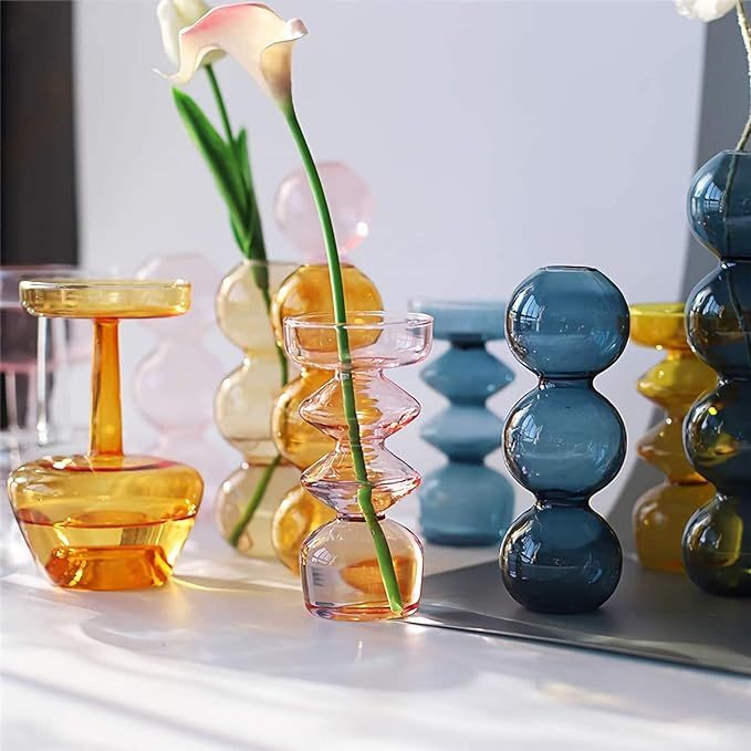 JSPYFITS Hydroponic Flower Vase, Three Balls 6.5” Tall Transparent Plant Glass Pots, Suitable W... | Amazon (US)