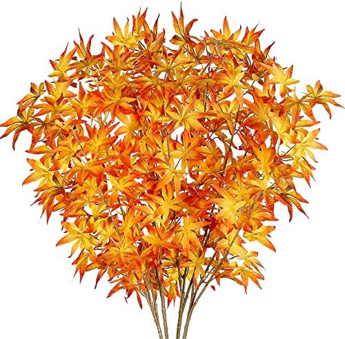 Sggvecsy 4Pcs Artificial Maple Leaves Branches Fake Fall Leaves Stems Maple Leaves Shrubs Autumn Lea | Amazon (US)