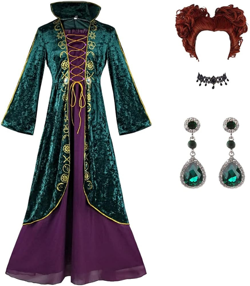 Sanderson Sisters Costumes Women Sarah Sanderson Costume Mary Winifred Cosplay Dress Cape Full Se... | Amazon (US)