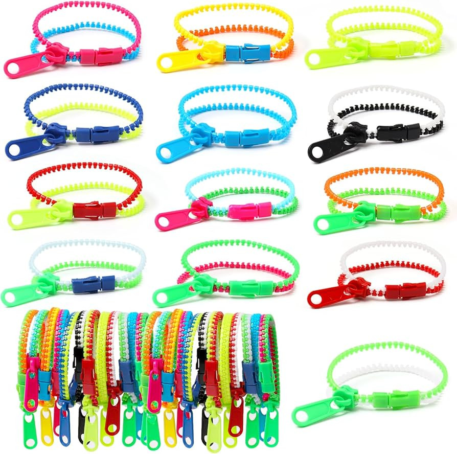 SBYURE 40 Pieces Friendship Fidget Zipper Bracelet Neon Colors Sensory Bracelet Bulk Set Party To... | Amazon (US)
