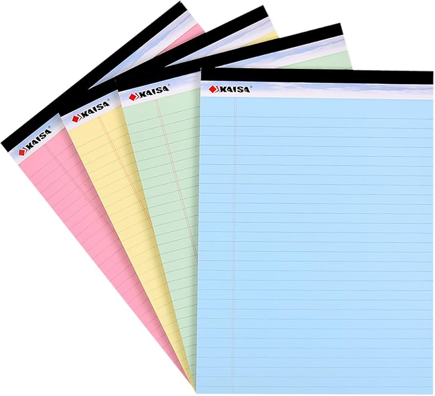 KAISA Colored Legal Pad Writing Pads 8.5x11 inch, Wide Ruled, 40 Sheets/Pad, 20lb Colored Paper, ... | Amazon (US)