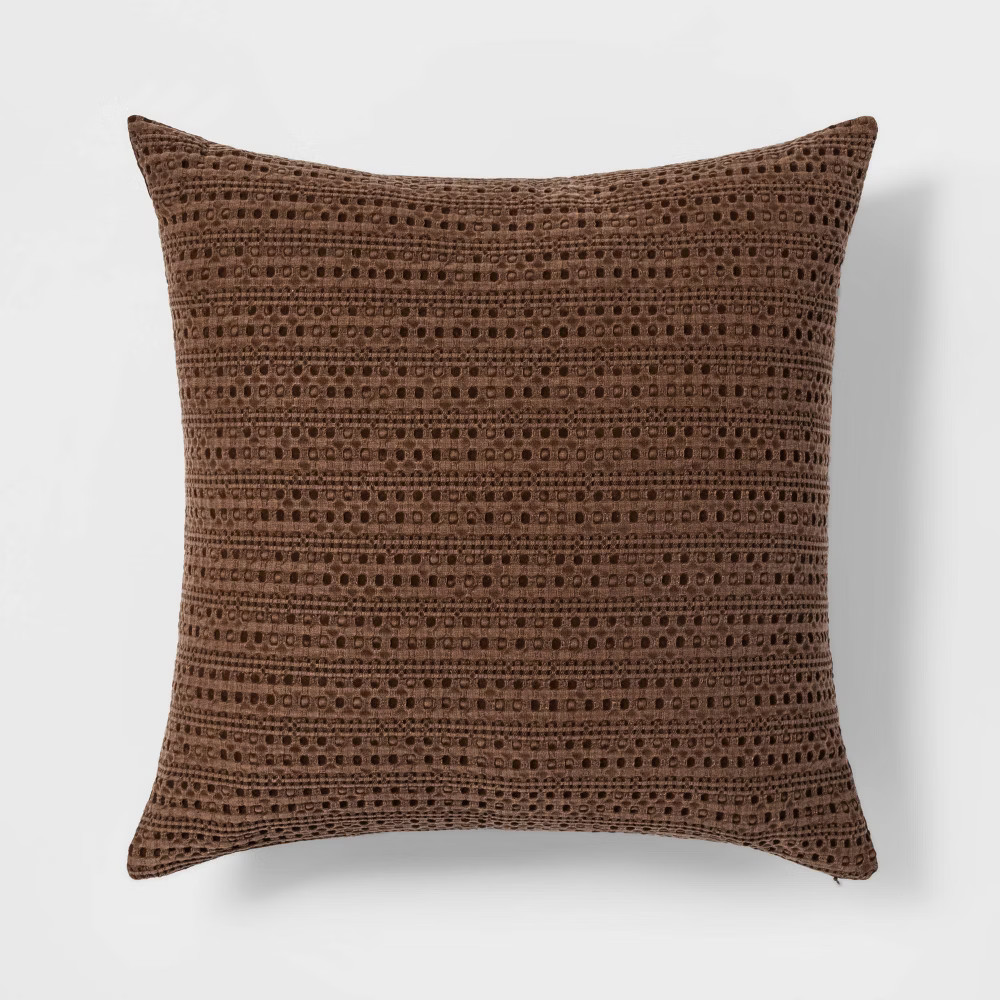 Oversize Square Washed Waffle Throw Pillow Brown - Threshold | Target