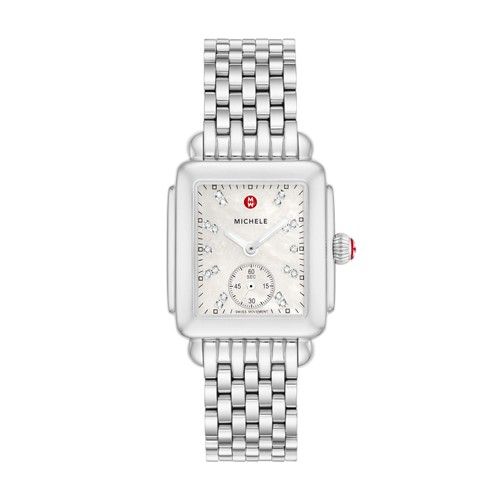 Michele Deco Mid, Diamond Dial Watch Mww06v000002 Mother-Of-Pearl | Michele Watches