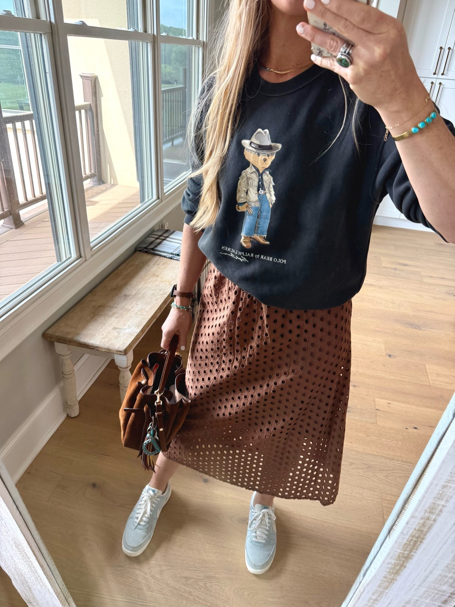 Casual skirt outfit


Size reference 5’ 9” 140 lbs


Cowboy polo bear sweatshirt - medium

Brown skirt - medium
The lining was a little too short for my liking - so I cut it out and wear it with the slip linked

Brown slip - medium

Denim blue sneakers - sized up 1/2 size 




Western style. Cool girl western. Amazon skirt. Beach skirt. Brown summer skirt. Sneakers and skirt outfits. Casual western. Wearable western.

#LTKOver40 #LTKTall #LTKSaleAlert