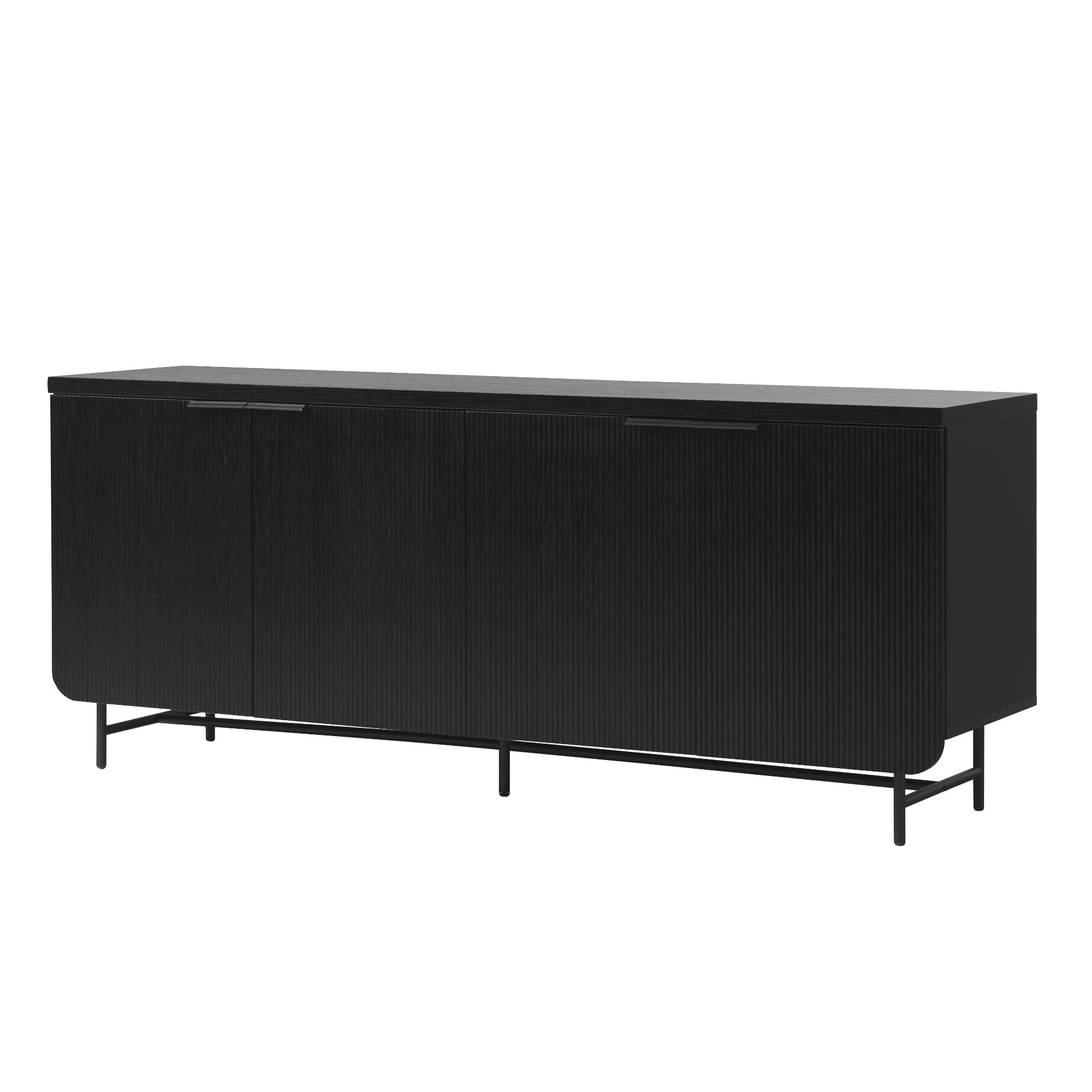 Walker Edison Reema Fluted 4-Door Kitchen Sideboard Buffet Console, 69 Inch, Black | Amazon (US)
