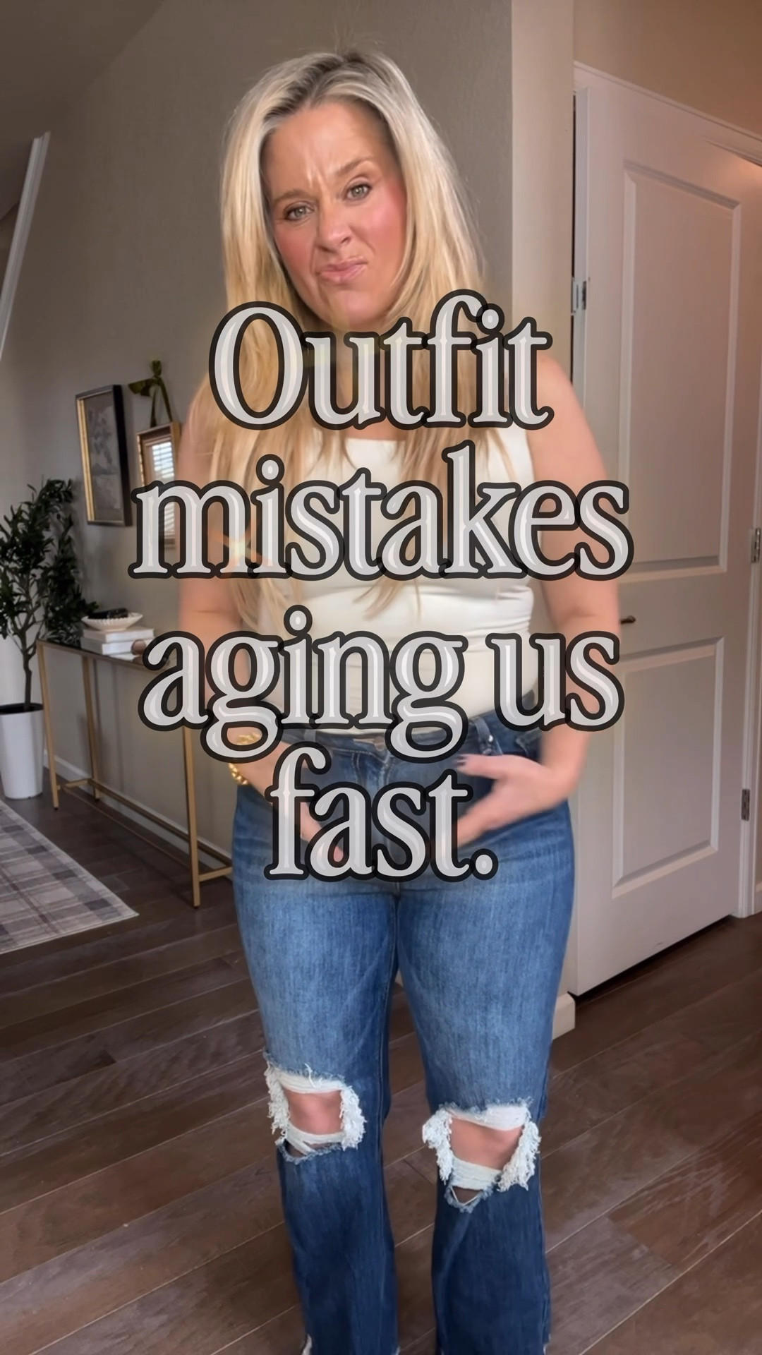  ✨Tap the bell, save and ❤️ for over 40 fashion, midlife style, midsize fashion and luxury looks for less. 

Outfit mistakes aging us fast?
It’s not your age. It’s the wrong jean cut.

If you’re over 40, over 50, or in midlife and suddenly jeans feel tight at the mid-size belly or hormonal belly area… it’s not you.

Hormones shift. Weight redistributes. Bodies change.

The fix isn’t shrinking yourself.
It’s choosing better structure.

A mid-rise straight leg jean skims instead of squeezes.
It balances proportions.
It supports a midlife body instead of fighting it.

Then add a lighter wash, soft cashmere, and a scarf and suddenly you look polished, not frumpy.

This is over 40 fashion.
This is over 50 style.
This is midlife style that works with your body.

Comment JEANS and I’ll send the details.

Helping you look good, feel good — Lindsey Denver 🤍

#over40fashion #over50style #midlifestyle #midsizefashion #hormonalbelly #bellyfriendlystyle #genxstyle 

#LTKOver40 #LTKMidsize #LTKootd
