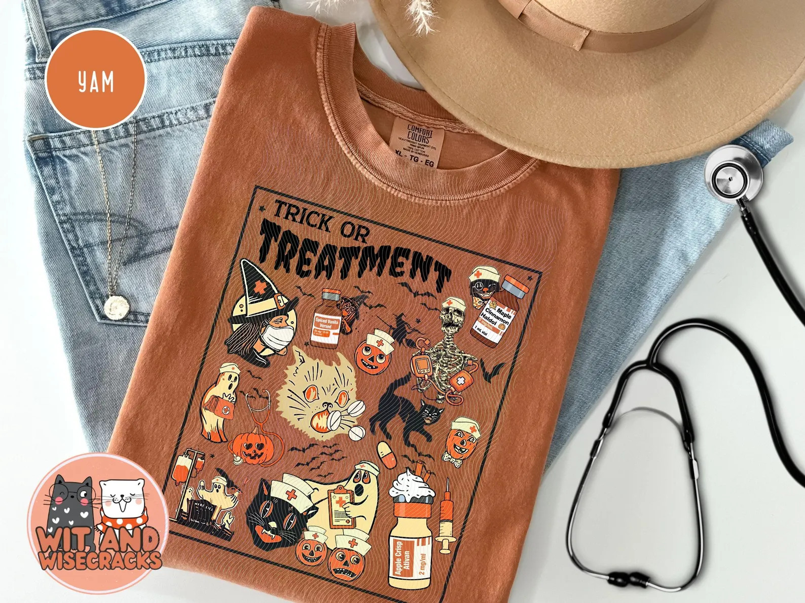 Comfort Colors® Halloween Nurse Shirt, Retro Spooky Nurse Gift for Women Pumpkin Girly Fall Nurs... | Etsy (US)