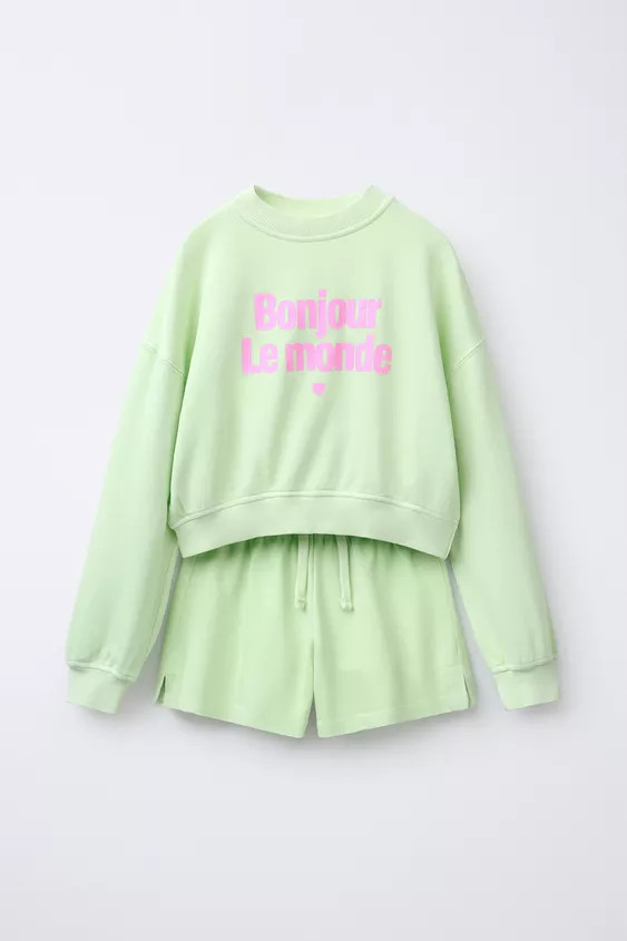 TEXT SWEATSHIRT AND BERMUDA SET | Zara US