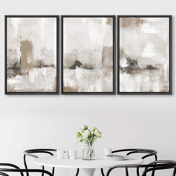 SIGNLEADER Framed Canvas Print Wall Art Set Pastel Grunge Paint Stroke Collage Abstract Shapes Il... | Wayfair North America