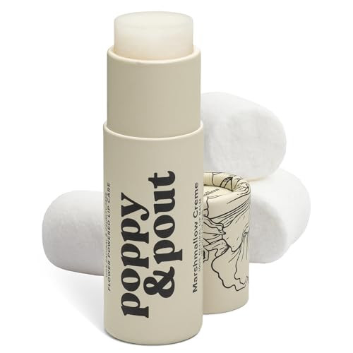 Poppy & Pout Marshmallow Creme Jumbo Lip Balm | All Natural Lip Balms & Moisturizers | Hydrates with Beeswax, Vitamin E, Organic Coconut Oil | Cruelty-Free | Lip Balm in Recyclable Cardboard Tube | Amazon (US)