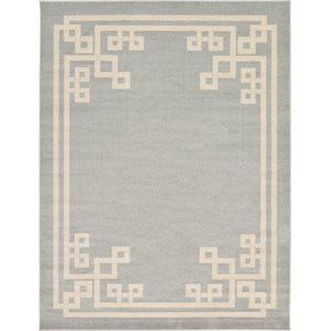 Unique Loom Athens Tribal Border Design Area Rug 9' x 12' Rectangular Gray/Beige | Cymax