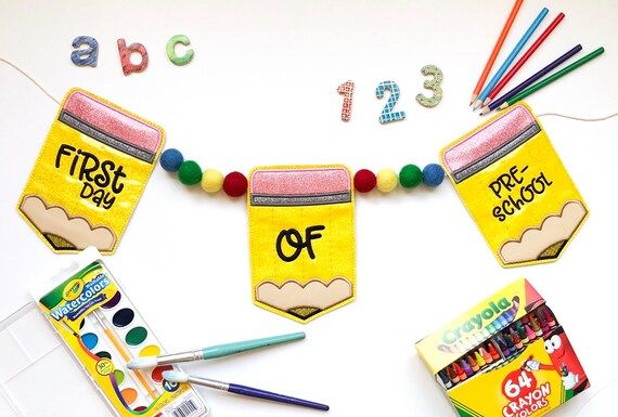 SCHOOL BANNER, first day of school, last day of school, kindergarten, preschool, school garland, ... | Etsy (US)