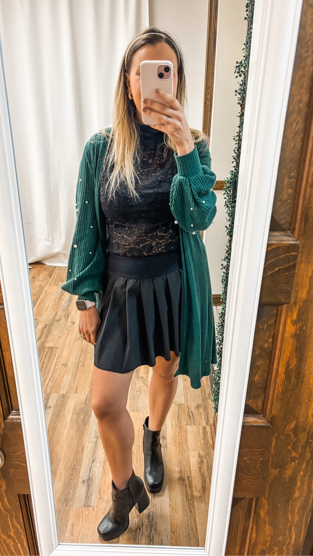 Lace, pearls, and booties for today’s look with a little pop of emerald green color ⭐️

Pearl cardigan is old, so I linked some similar options. 

#LTKWorkwear #LTKStyleTip