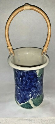 Nice Chatham Pottery Hydrangea Wine Caddy w/ Bamboo Handle | eBay | eBay US