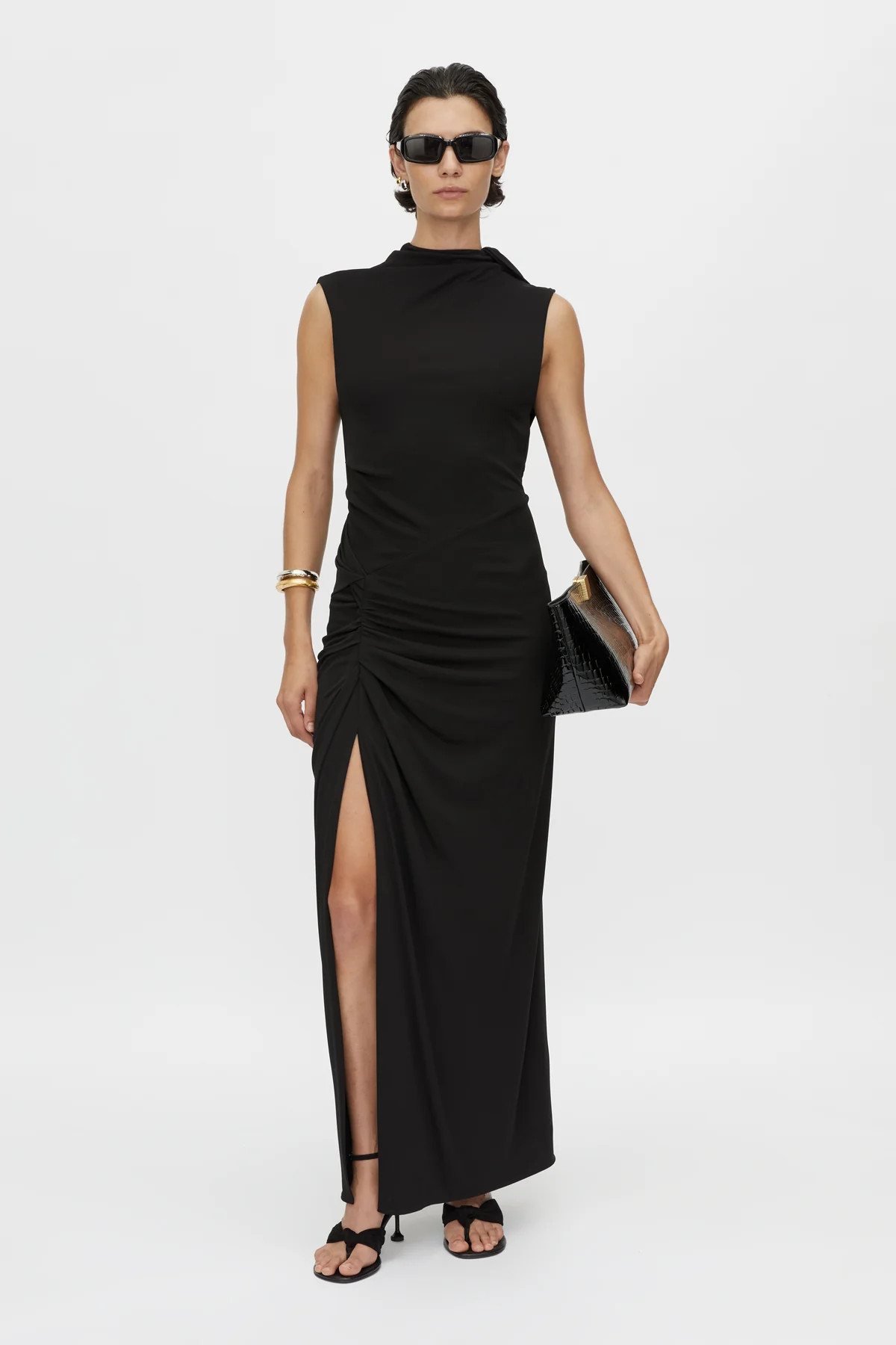 Paloma Draped Sleeve Midi Dress in Black - CAMILLA AND MARC® C&M | CAMILLA AND MARC (ANZ)