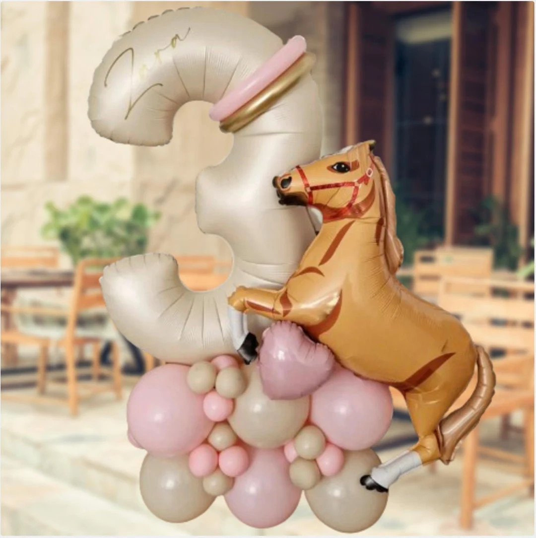 Western Cowgirl Cowboy Horse Foil DIY Balloon Sculpture Kit Birthday Number Balloon Bouquet First... | Etsy (US)