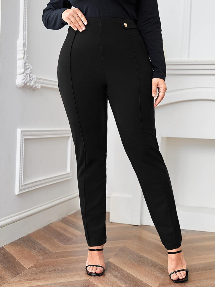 SHEIN Plus High Waist Seam Detail Pants | SHEIN