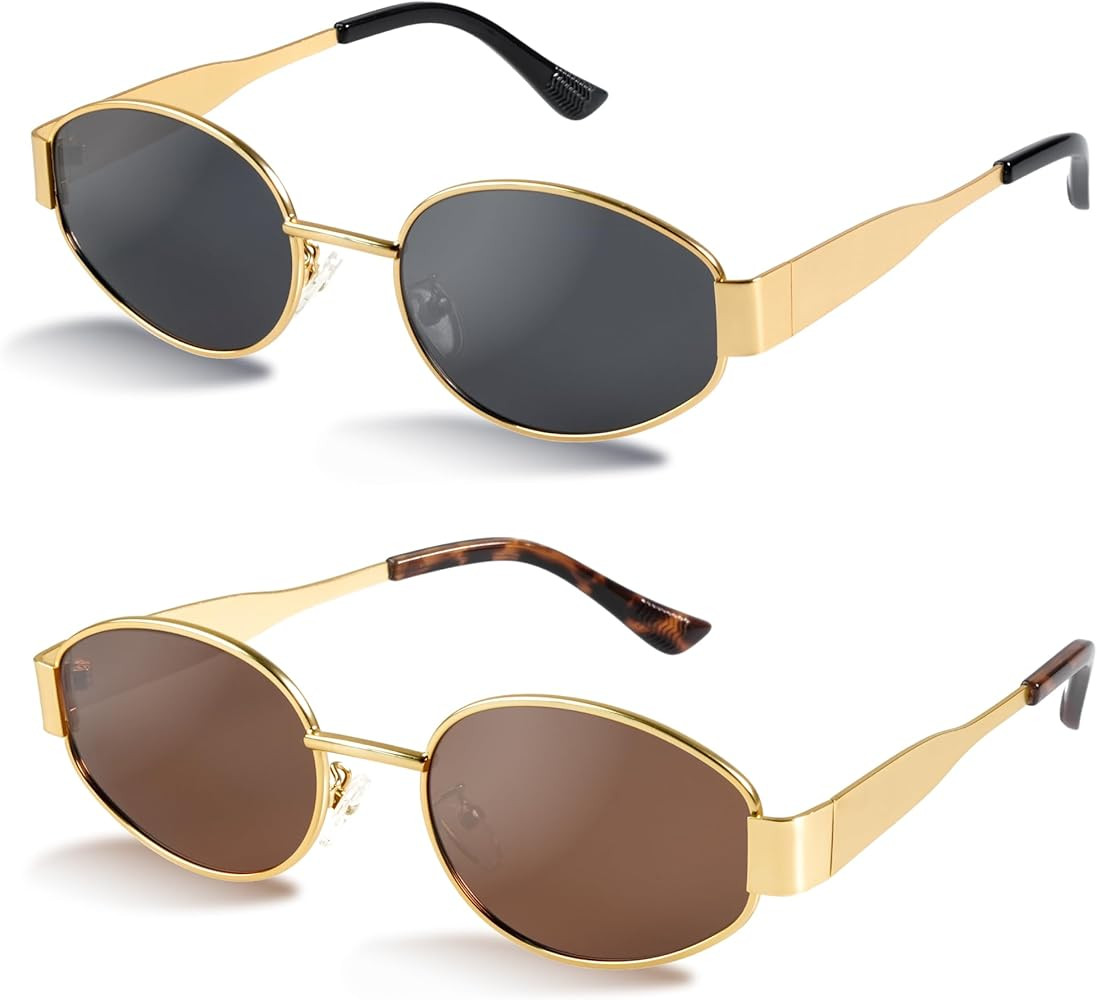 livho 2025 Trendy Oval Sunglasses - Stylish Polarized Shades for Everyday - Retro Metal Frames | Amazon (US)