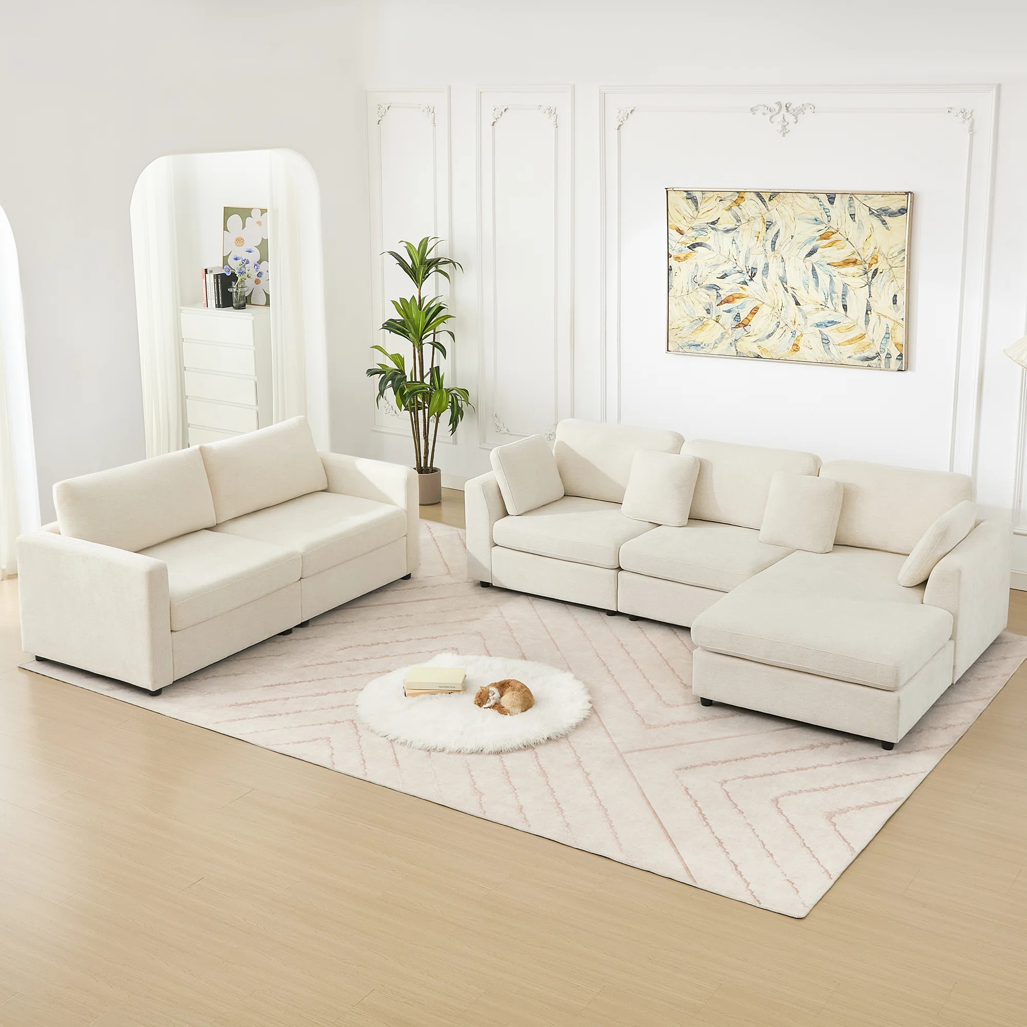 2-Piece Living Room Set Modern L Shape Sofa Set | Wayfair North America