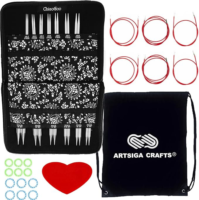 ChiaoGoo Twist Red Lace 5-Inch Complete 7500-C Interchangeable Circular Knitting Needle Set, Size... | Amazon (US)