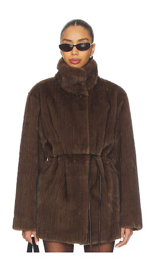 Maria Faux Fur Coat in Chocolate Brown | Revolve Clothing (Global)