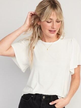 Luxe Flutter-Sleeve Top for Women | Old Navy (US)